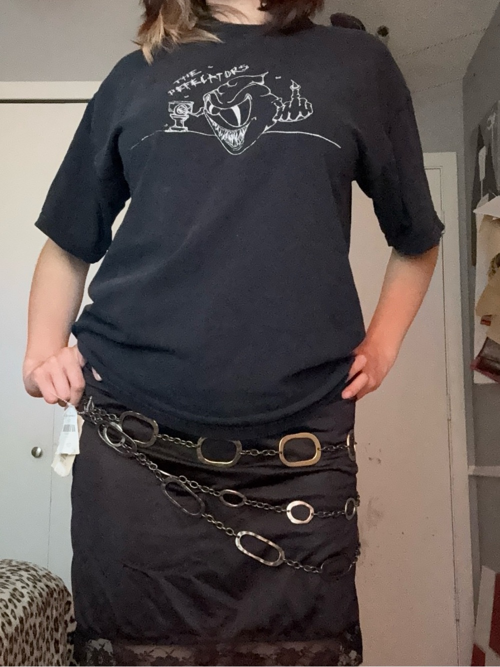 Coldwater Creek Multi-Chain Black Metal Link Belt